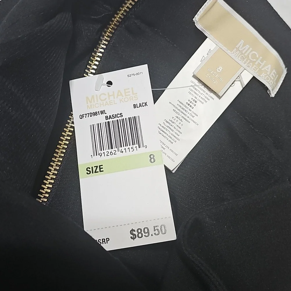 Michael Kors Black Gold Zippered Skirt Size‎ 8 New